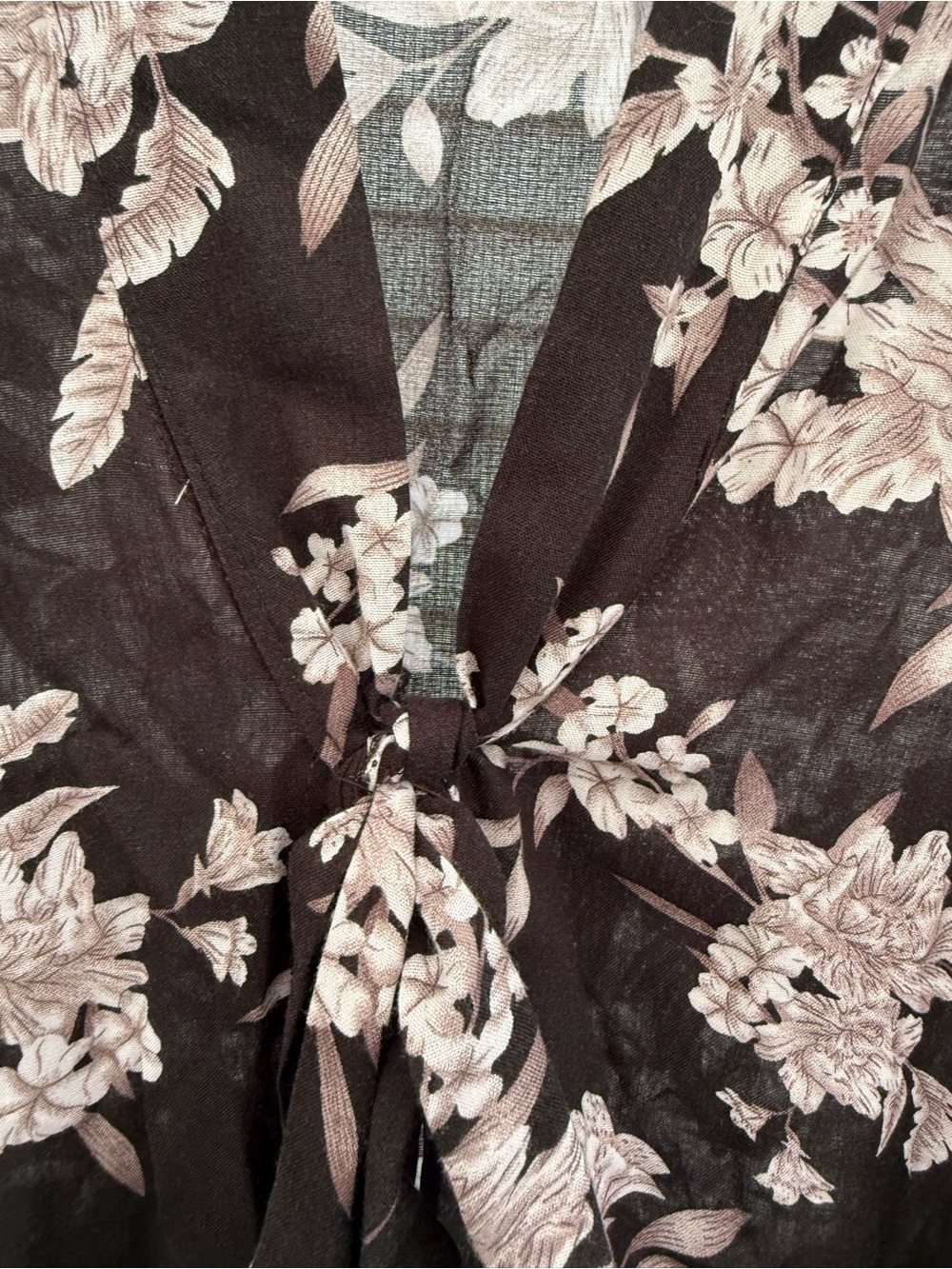 Spiritual Gangster Black Floral Sheer Kimono Cardigan Tie Front OS - Picture 7 of 8